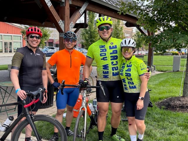 Group of riders in ENY jerseys