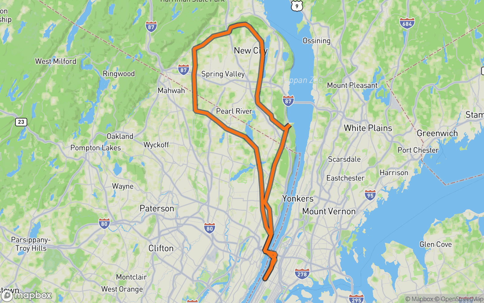 Approximate route map for Rockland Roll